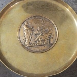 Antique Brass Decorative Wall Plate with Center Medal